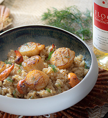 Risotto de Saint-Jacques au Floc de Gascogne - Maison Fontan Côte de Gascogne
